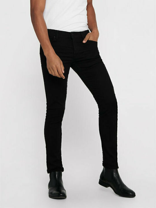 Only & Sons Ανδρικό Παντελόνι Ελαστικό σε Slim Εφαρμογή Μαύρο