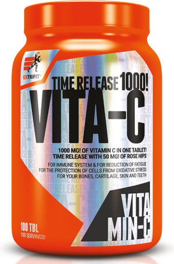 Extrifit Vita-C Vitamina pentru Întărirea Sistemului Imunitar, Pielea & Acțiune Antioxidantă 1000mg 100 Tablete