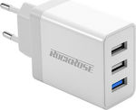 Rockrose Φορτιστής Χωρίς Καλώδιο με 3 Θύρες USB-A 30W Quick Charge 3.0 Λευκός (Casa Q3)