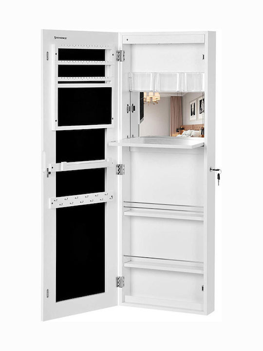 Songmics Ντουλάπα Κοσμημάτων Ξύλινη Λευκή 37x10x108cm