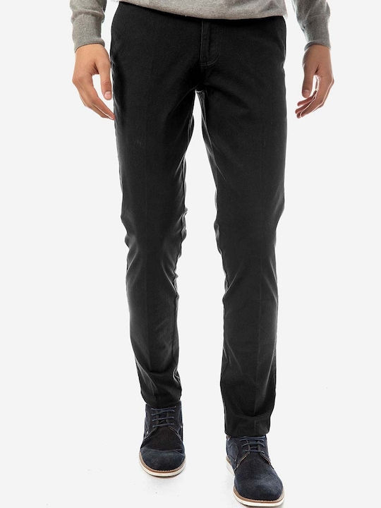 Sogo Men's Trousers Chino Elastic in Loose Fit Black