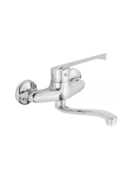 Gloria Delta ΑΜΕΑ Kitchen Faucet Wall Silver