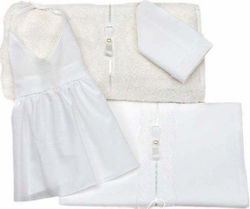 Lina Baby Baptism Towel Set Πεπίτα Λευκό