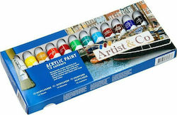 Artist & Co Acrylic Paint Acrylic Colours Set 12ml 12pcs