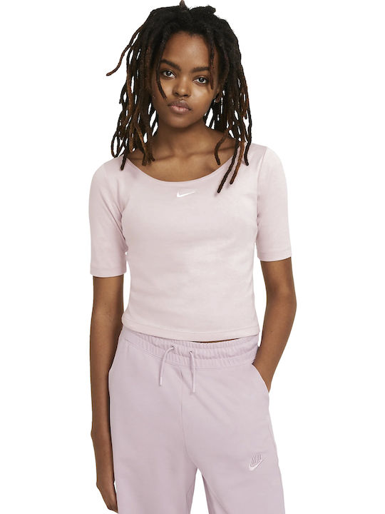 Nike Essential Women's Athletic Crop Top Short Sleeve Pink