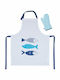 Nef-Nef Homeware Fishes Way Ποδιά Κουζίνας με Γάντι Λευκή 33x63cm 028359 2τμχ