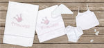 Mouchtaris Collection Baptism Towel Set Princess Λευκό