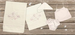 Mouchtaris Collection Baptism Towel Set Εκρού