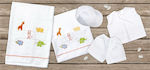 Mouchtaris Collection Baptism Towel Set Jungle Λευκό