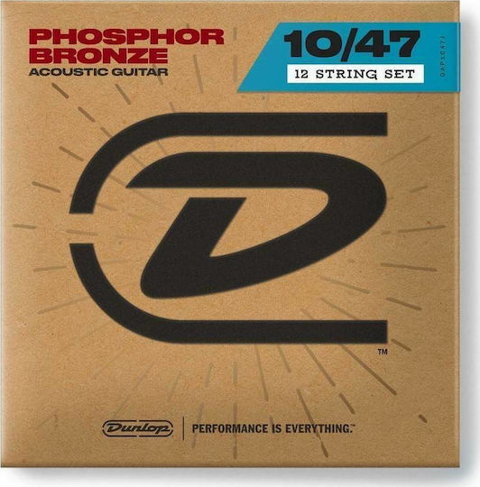 Dunlop Acoustic Guitar Strings 12 String Set Σετ Χορδών Phosphor Bronze Ακουστικής Κιθάρας 10 - 47"