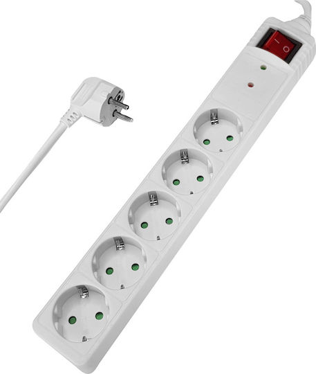 Powertech Πολύπριζο 5 Θέσεων με Διακόπτη και Καλώδιο 3m