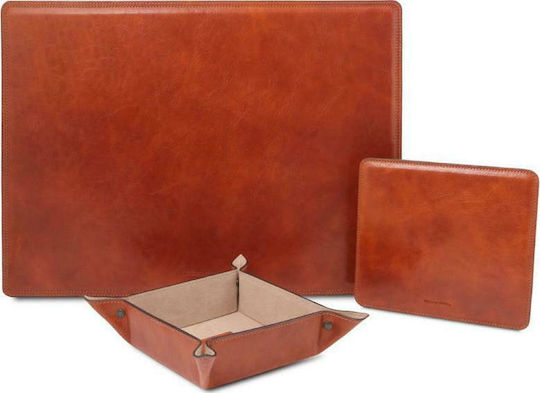 Tuscany Leather Office Set with Desk Pad Honey 3 Pieces
