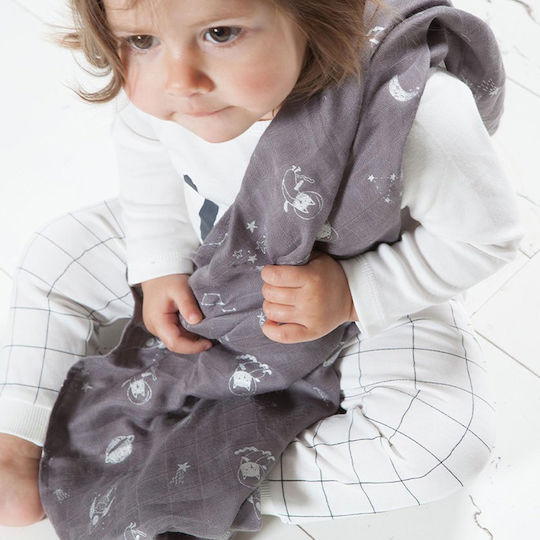 Minene Bamboo Space Muslin Swaddle Wrap Gray 100x120cm.