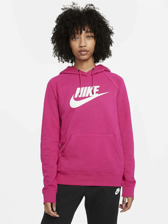 Nike Γυναικείο Φούτερ με Κουκούλα Φούξια