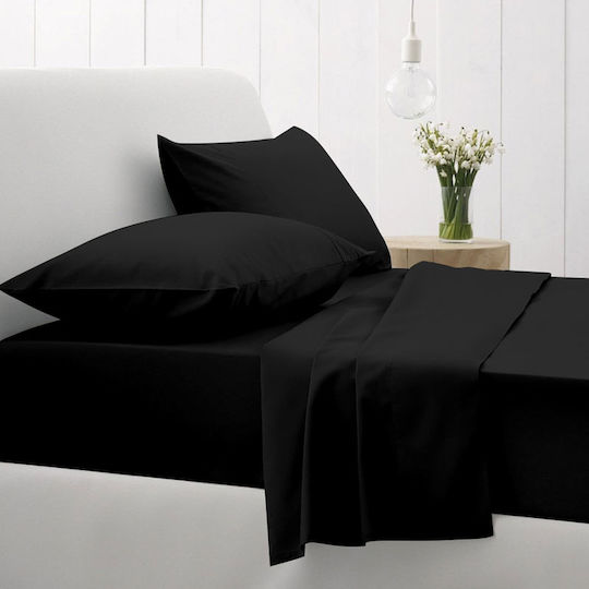 Sunshine Cotton Feelings 151 Σετ Σεντόνια Υπέρδιπλα με Λάστιχο 170x205+30εκ. 111 Black (4τμχ)