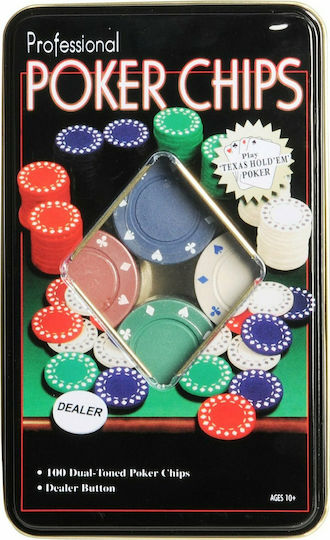 Argy Toys Set 100 Fise de Poker 50mm / 11.5gr in Cutie metalică