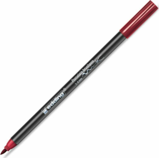 Edding Porcelain Brushpen 4200 Marker Wash-resistant Red for Porcelain and Glass Ψιλής Γραφής 1-4χιλ Μπορντώ
