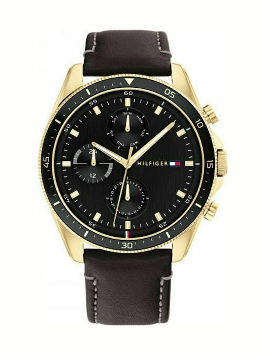 Tommy Hilfiger Parker Men's Watch 44mm Battery with Brown Leather Strap