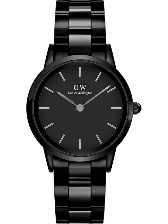 Daniel Wellington Iconic Link Ceramic Women's Watch with Black Ceramic Bracelet