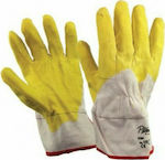 F.F. Group Gloves for Work Yellow Latex/Cotton for Jamades