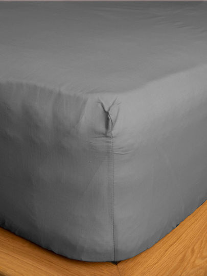 Sunshine Cotton Feelings 151 Σεντόνι Ημίδιπλο με Λάστιχο 120x200+30εκ. 107 Dark Grey