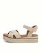 Refresh Women's Ankle Strap Platforms Beige