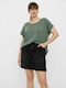 Vero Moda Women's Summer Blouse Short Sleeve Green