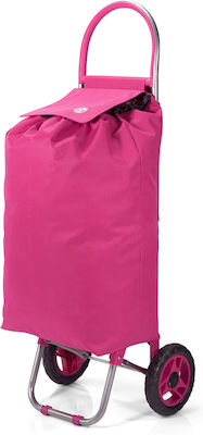 Fabric Shopping Trolley Foldable Pink 32x20x56cm