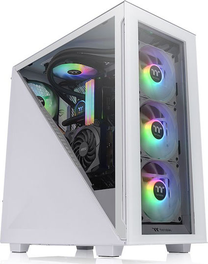 Thermaltake Divider 300 TG ARGB Гейминг Midi Tower Компютърна кутия със странично прозорче Сняг