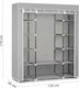 Massido Fabric Wardrobe with Zipper and Shelves in Gray Color 135x45x170cm 680001