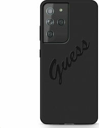 Guess Vintage Script Plastic Back Cover Black (Galaxy S21 Ultra 5G)