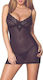 Obsessive Sen-003 Sinnliche Chemise & Tanga Set Sexy Baby Dolls mit Spitze & Transparenz Schwarz