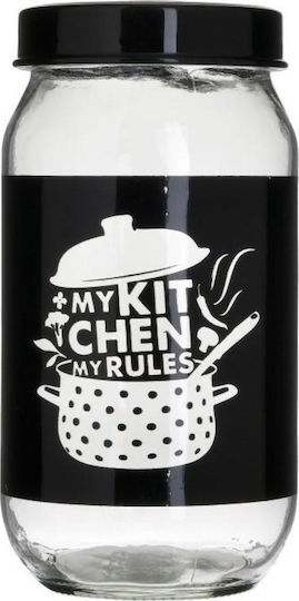 Click General Use Glass Jar with Lid Black 1000ml 1 Piece