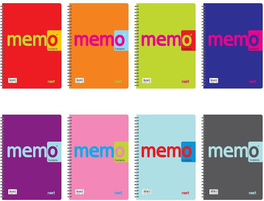 Next Σπιράλ Τετράδιο Ριγέ Α4 3 Θεμάτων Memo (Διάφορα Χρώματα)