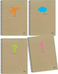 Next Spiral Notebook Ruled B5 4 Subjects Message 1pcs (Μiscellaneous Designs/Colors)