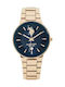 U.S. Polo Assn. Logan Watch Battery with Gold Metal Bracelet