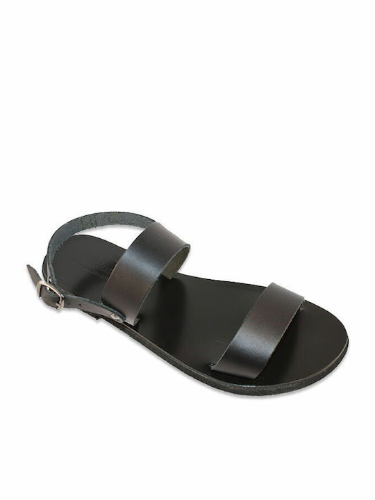 Women's leather sandal in black color