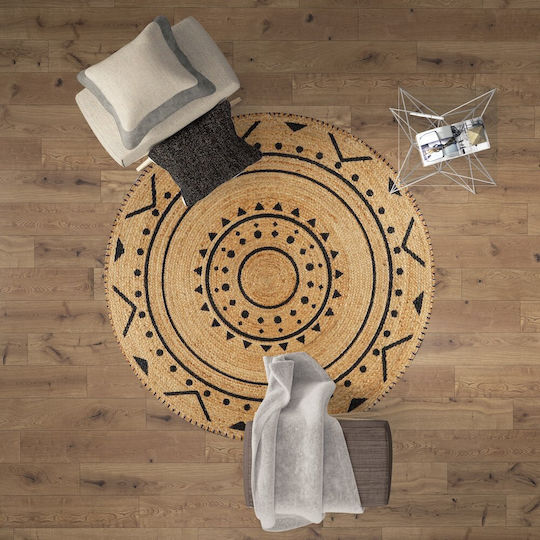 Tzikas Carpets Pop 60765-060 Φ150cm Χειροποίητο Καλοκαιρινό Ψάθινο Μπεζ