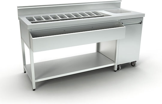 Inox Dobros Подготвителен шкаф с отварящи се врати 180x70x87см