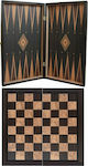 Σκάκι / Τάβλι Οξιά με Εκτύπωση Καρυδιά & Πιόνια 48x48cm