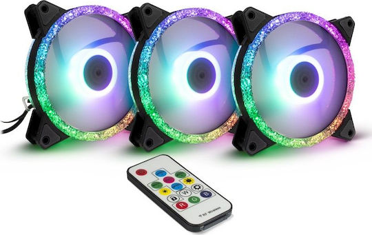 Inter-Tech Argus RS-07 Case Fans 120mm (1200rpm / 59.81cfm) with RGB Lighting and 4-Pin PWM Connection Pack of 3