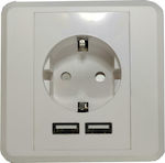 One Plirvs Single Power Socket with 2 USB Ports White