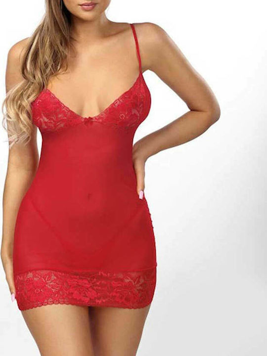 Anais Apparel Καλοκαιρινό Γυναικείο Νυχτικό Κόκκινο Vanessa