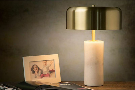Lucide Lightning Mirasol Πορτατίφ με Χρυσό Καπέλο και Λευκή Βάση