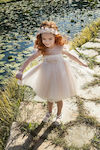 Baby Bloom Σομόν Βαπτιστικό Σετ Ρούχων με Αξεσουάρ Μαλλιών & Φόρεμα από Τούλι 2τμχ