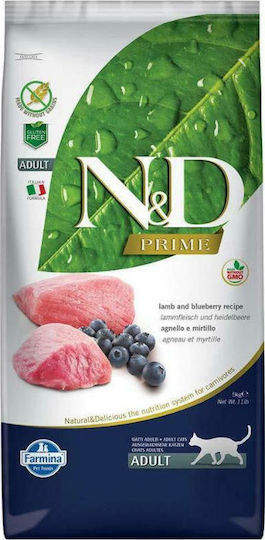Farmina Prime Cat Lamb & Blueberry Adult Dry Food Grain-Free & Gluten-Free for Adult Cats with Lamb 5kg