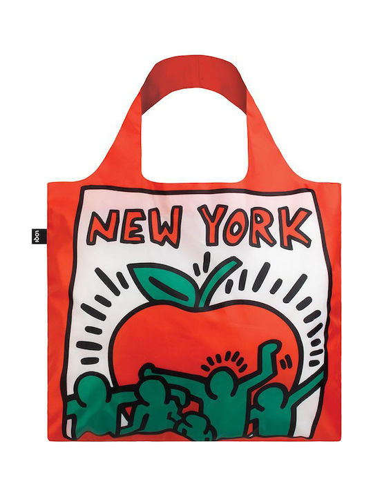Loqi Keith Haring Geantă de Cumpărături din Material în Culoare Roșie