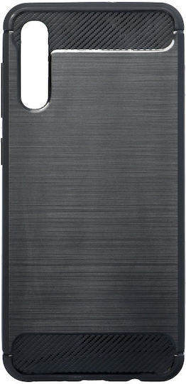 Forcell Carbon Umschlag Rückseite Silikon Schwarz (Galaxy A50)