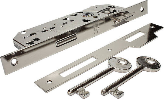 AGB 9714 Recessed Lock Mesoportas with Cylinder and Center 40mm Silver Straight / Square 37364