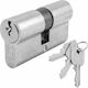 Domus Lock Cylinder Security 90mm (30-60) with 3 Keys Silver